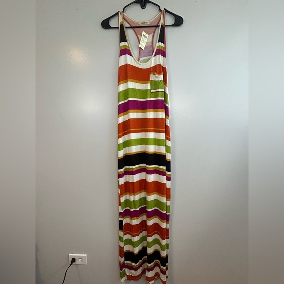 NWT Arden B Colorful Striped Sleeveless Maxi Dress Size Medium - Picture 1 of 6